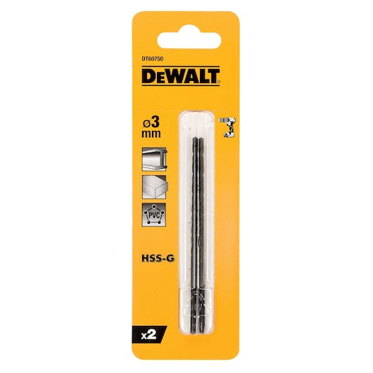 Broca longa Dewalt (DT60750-QZ) 3mm x 100mm HSS-G, pacote com 2 unidades