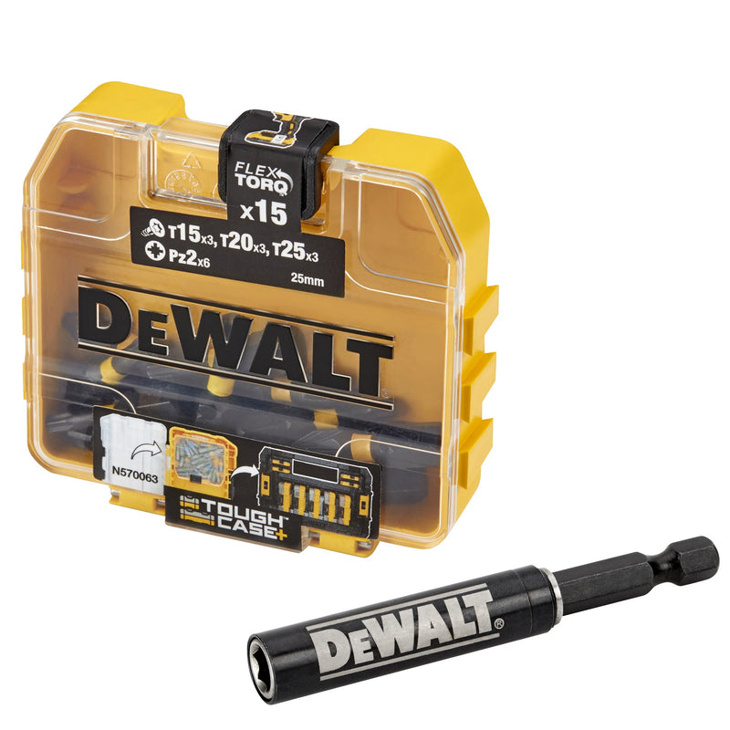 Dewalt (DT70522T-QZ) EXTREME FLEXTORQ Conjunto Misto de 25mm em Estojo de Armazenamento Compacto TOUGHCASE+ (16 peças)