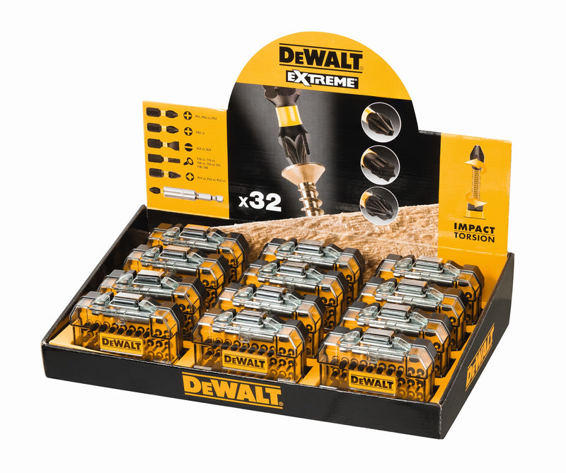 Conjunto de parafusos de impacto e torção Dewalt (DT70523TM-QZ) EXTREME FLEXTORQ de 25 mm em estojo TOUGHCASE+ extra pequeno (32 peças)