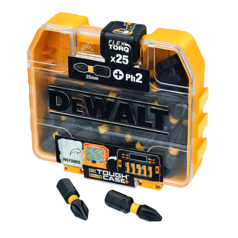 Dewalt (DT70555T-QZ) Chave de Fendas EXTREME FLEXTORQ 25mm PH2 em Estojo Compacto TOUGHCASE+ (25 peças)