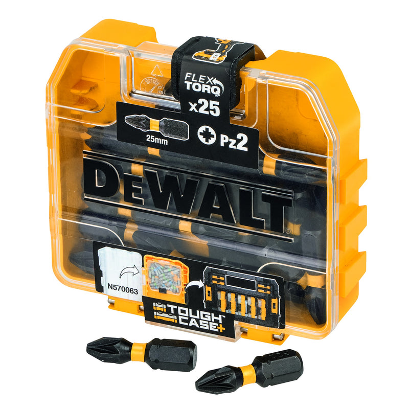 Dewalt (DT70556T-QZ) EXTREME FLEXTORQ 25mm PZ2 Chave de Fendas em Estojo Compacto TOUGHCASE+ (25 peças)