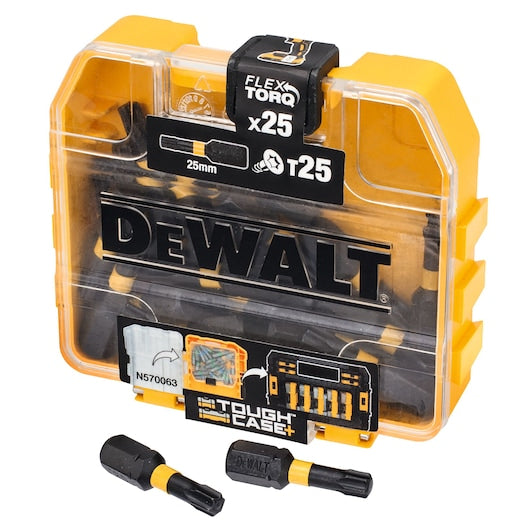 Dewalt (DT70558T-QZ) EXTREME® FLEXTORQ® 25mm T25 Chave de Fenda em Estojo Compacto TOUGHCASE®+ (25 peças)