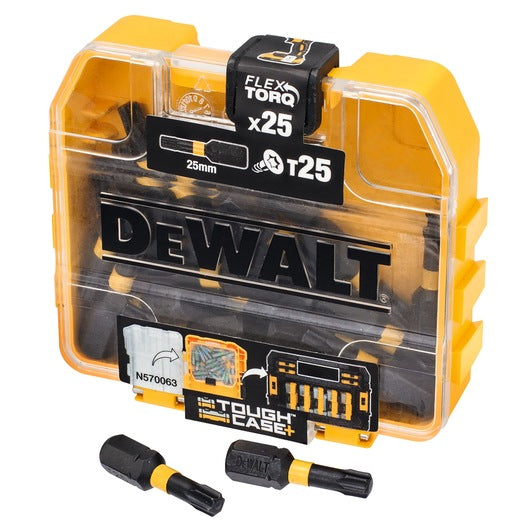 Dewalt (DT70558T-QZ) EXTREME® FLEXTORQ® 25mm T25 Chave de Fenda em Estojo Compacto TOUGHCASE®+ (25 peças)