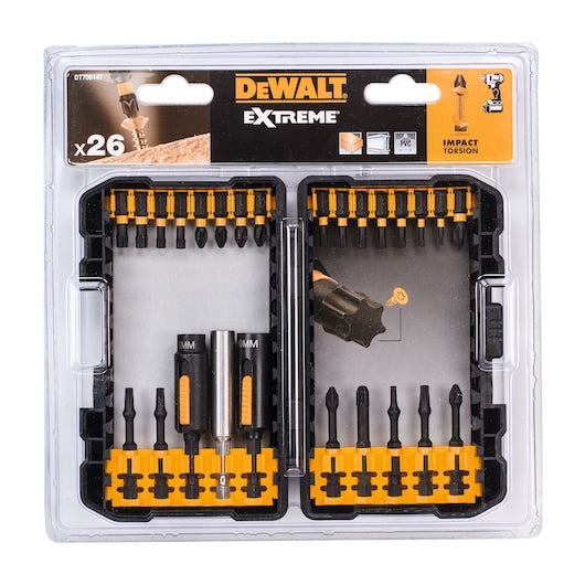 Dewalt (DT70614T-QZ) Extreme Impact Torsion - Conjunto de 26 peças em estojo compacto ToughCase + Chaves de Soquete Laváveis