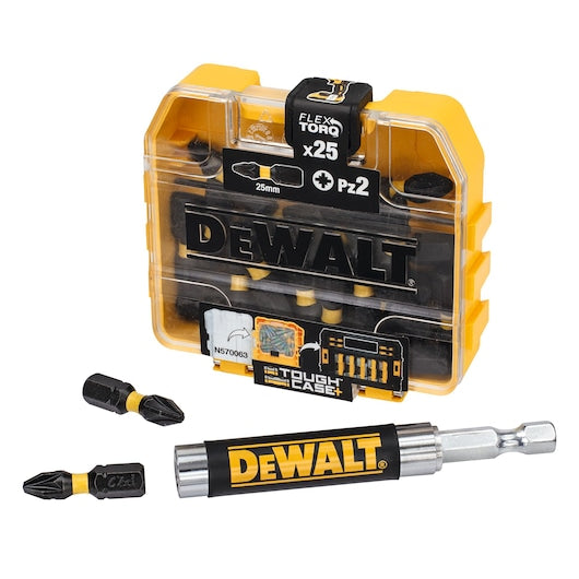 Dewalt (DT70621T-QZ) EXTREME® FLEXTORQ® 25mm PZ2 Conjunto em embalagem compacta TOUGHCASE®+ (25 peças)