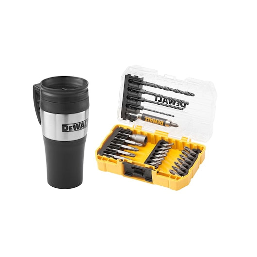 Conjunto de Furadeira/Parafusadeira Dewalt (DT70706M-QZ) com Caneca em Estojo Pequeno TOUGHCASE®+ (25 peças)