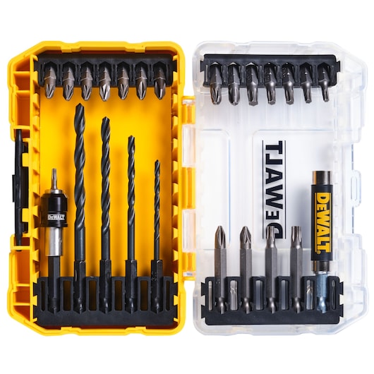 Conjunto de 25 peças de encaixe para furadeira Dewalt (DT70708-QZ) em estojo pequeno TOUGHCASE®+.