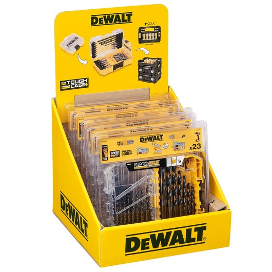 Conjunto de furadeiras Dewalt (DT70729-QZ) PRETO E DOURADO em estojo pequeno TOUGHCASE®+ (23 peças)