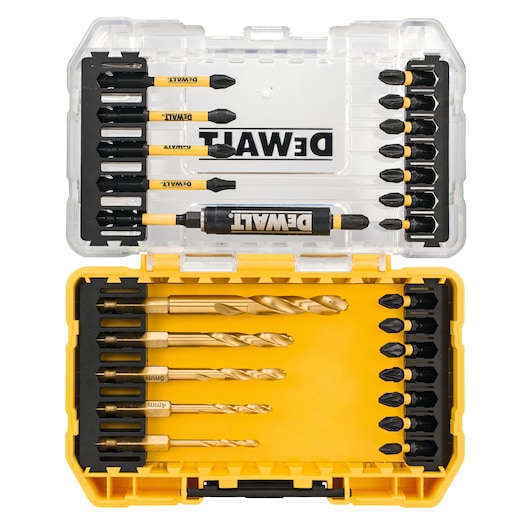 Conjunto de 25 peças de encaixe para furadeira Dewalt (DT70749T-QZ) EXTREME® FLEXTORQ® em estojo pequeno TOUGHCASE®+