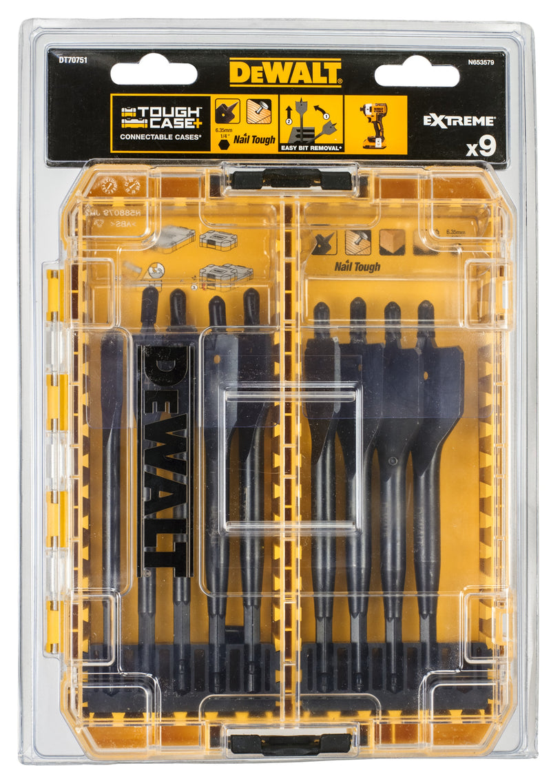 Dewalt (DT70751-QZ) Conjunto de 9 peças de lâminas planas resistentes ao impacto EXTREME para madeira.