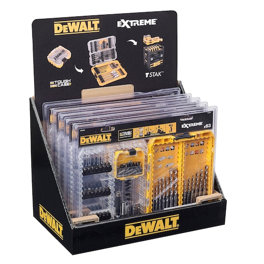 Conjunto de Furadeiras Dewalt (DT70759-QZ) com Brocas EXTREME® para Alvenaria e Metal em Aço TOUGHCASE®+ Médio (63 peças)