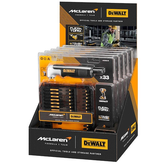 Dewalt (DT70782-QZ) Conjunto de Parafusadeiras de Impacto DEWALT® x McLaren F1 Team com Adaptador de Ângulo Reto (33 peças)