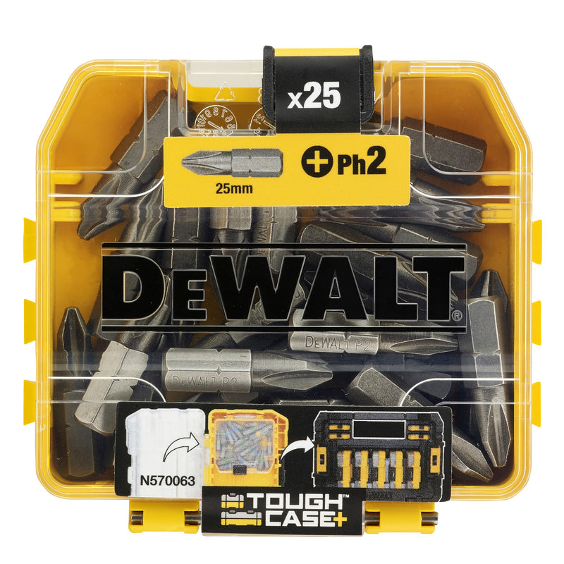 Juego de puntas de destornillador Dewalt (DT71522-QZ) de 25 mm en estuche TOUGHCASE+ de almacenamiento a granel pequeño (25 piezas).
