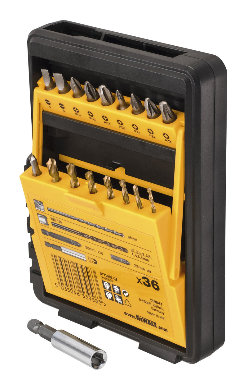 Conjunto de 36 peças de parafusos e porcas de alto desempenho Dewalt (DT71565-QZ) com estojo duplo TOUGHCASE+.