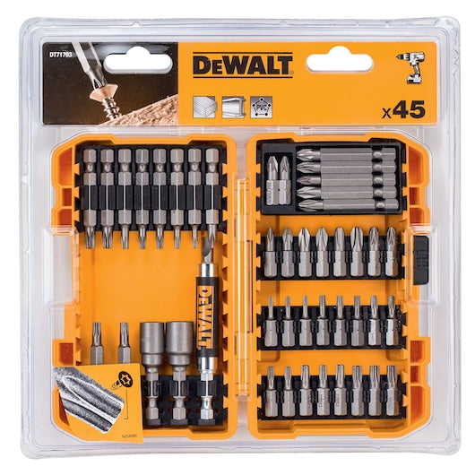 Conjunto de 45 peças Dewalt (DT71703-QZ) de alto desempenho com estojo compacto e resistente