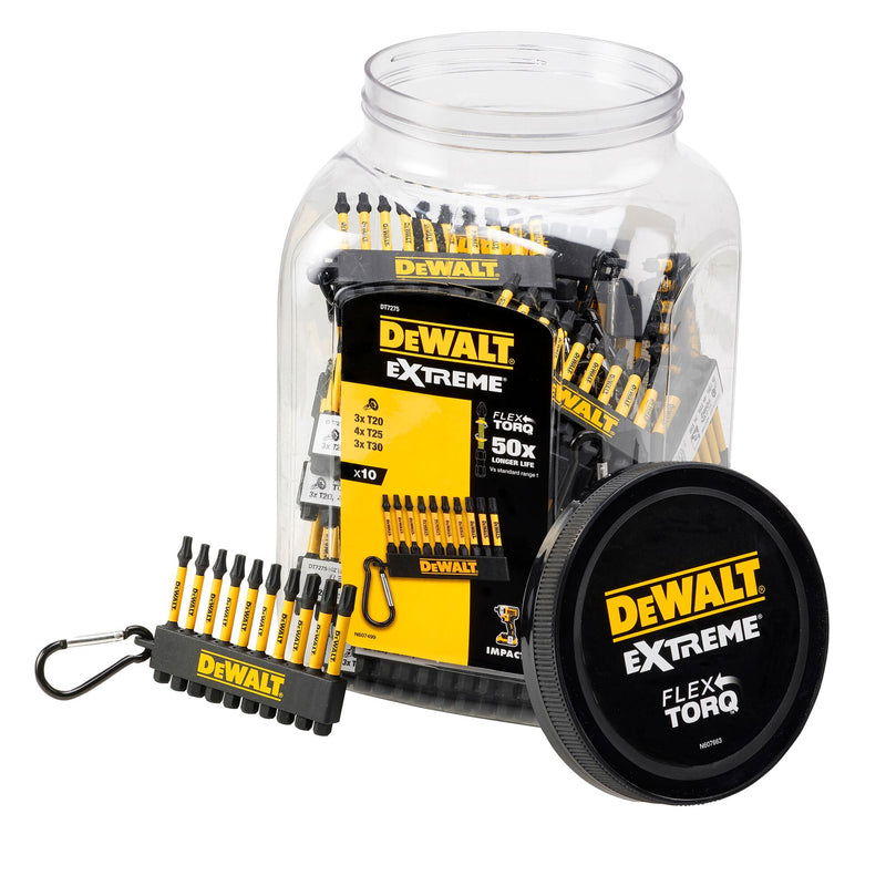 Juego de puntas de destornillador Dewalt (DT7275-QZ) EXTREME FLEXTORQ de 57 mm en llavero (10 piezas).