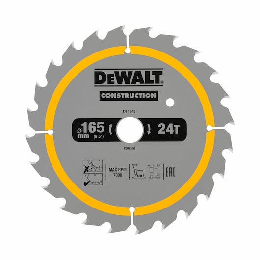 Lâmina de serra circular Dewalt (DT90270-QZ) 165 mm x 20 mm para uso geral (pacote com 2)
