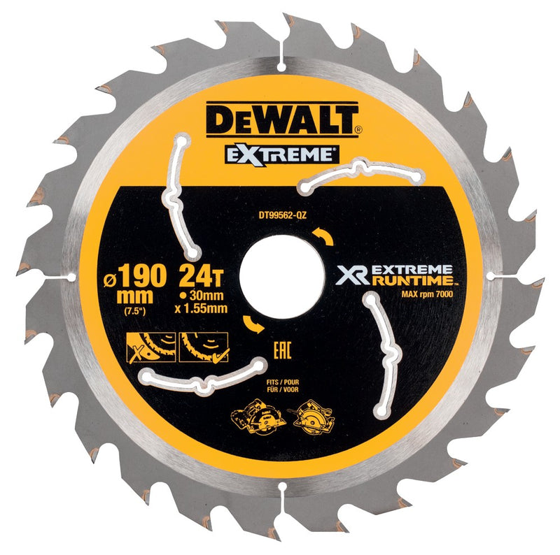 Dewalt (DT99562-QZ) XR EXTREME RUNTIME 190mm x 30mm 24T Circular Saw Blade