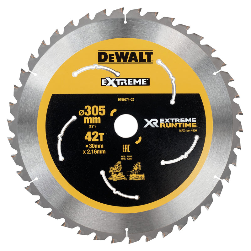 Hoja de sierra circular Dewalt (DT99574-QZ) XR EXTREME RUNTIME de 305 mm x 30 mm y 42 dientes