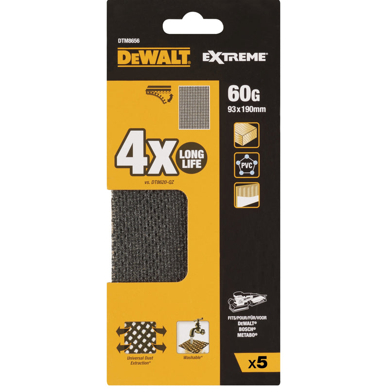 Dewalt (DTM8656-QZ) EXTREME 1/2 Sheet 115mm x 228mm 40P Universal Abrasive Mesh