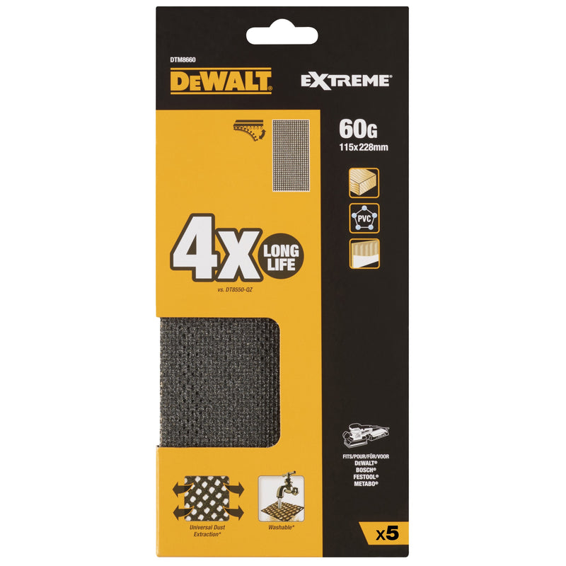 Dewalt (DTM8660-QZ) EXTREME 1/2 Folha 115mm x 228mm 60P Malha Abrasiva Universal