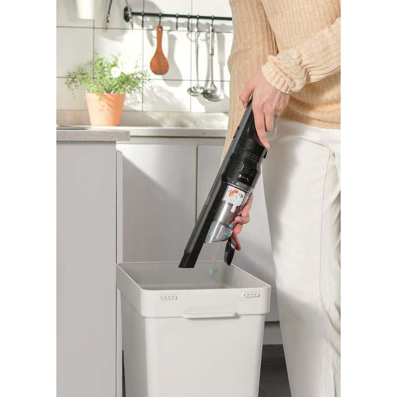 Aspirador portátil Black&amp;Decker (DVC320B21-QW) com motor sem escovas de lítio de 12V 2Ah e carregador de base.