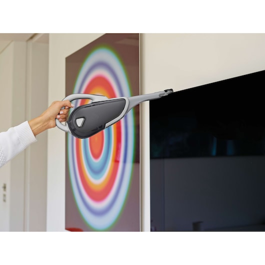 Aspirador de pó portátil Black&Decker (DVJ215J-QW) de 10,8 Wh com bateria de íon de lítio e ação ciclônica.