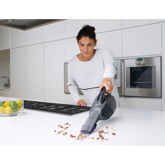 Aspirador de mão sem fio Dustbuster® de 27 Wh com bateria de íon de lítio, sensores Smart Tech e fragrância Cotton Fresh. Black&Decker (DVJ325BFS-QW)