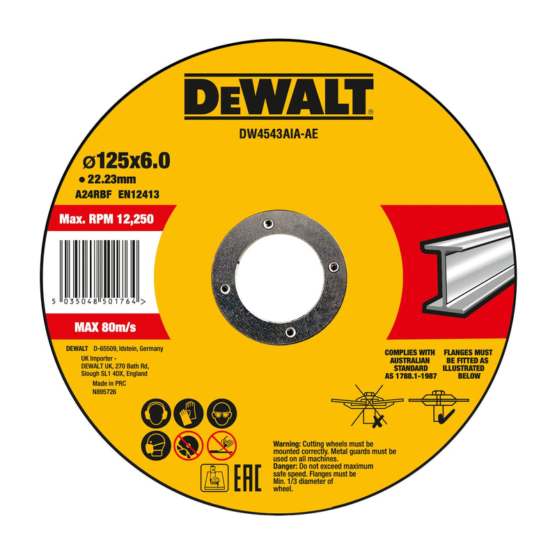 Dewalt (DW4543AIA-AE) 125mm x 6mm x 22.23mm Bonded Abrasive Metal Grinding Disc