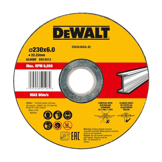 Disco de desbaste Dewalt (DWA4549SIA-AE) 230mm x 6mm x 22,2mm Inox T27 (10 unidades)