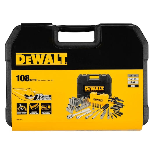 Conjunto de ferramentas para mecânico Dewalt (DWMT73801-1) de 1/4" e 3/8" (108 peças)