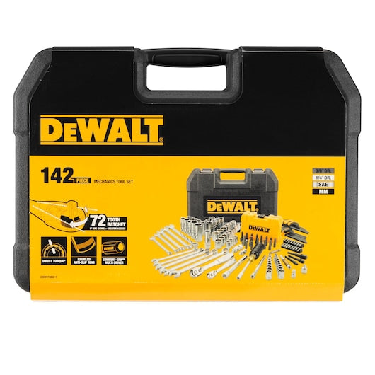 Juego de herramientas mecánicas Dewalt (DWMT73802-1) de 1/4" y 3/8" (142 piezas)