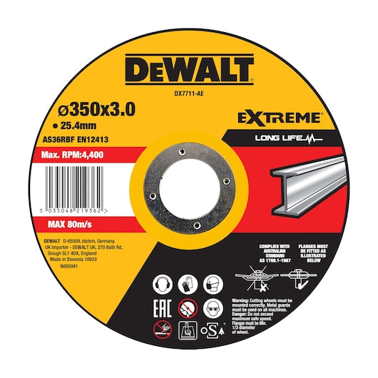 Disco de corte para serra circular Dewalt (DX7711-AE) Tipo 41, 350 mm x 3 mm x 25,4 mm.