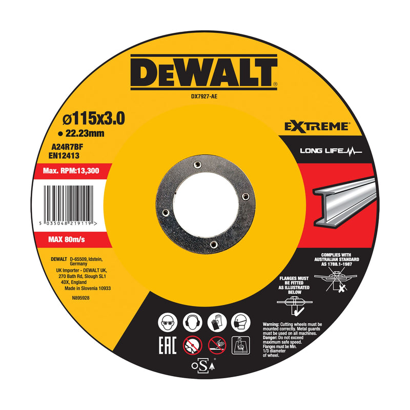 Dewalt (DX7927-AE) EXTREME 125mm x 3mm x 22.23mm Type 42 Metal Cutting Wheel
