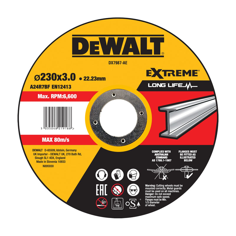 Dewalt (DX7987-AE) EXTREME 230mm x 3mm x 22.23mm Bonded Abrasive Metal Cut/Grind Disc