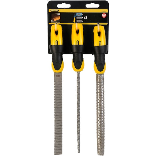 Conjunto de limas planas Stanley (0-22-477) de 8 polegadas com corte bastardo (3 peças)