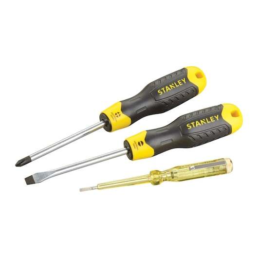 Conjunto de 3 chaves de fenda Stanley (0-65-012) CUSHION GRIP™ com ponta alargada/Phillips.
