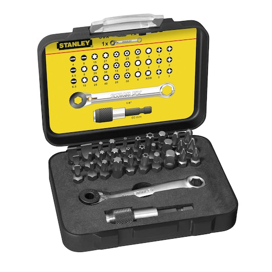 Stanley (1-13-905) Juego de puntas de impulsión de 1/4 pulg. (25 mm) y portapuntas magnético con anillo de bloqueo (32 piezas)