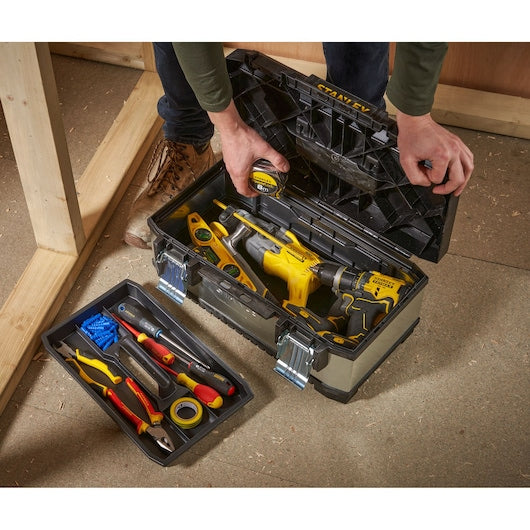 Stanley (1-95-618) Caixa de Ferramentas de Metal Galvanizado e Plástico de 20 polegadas