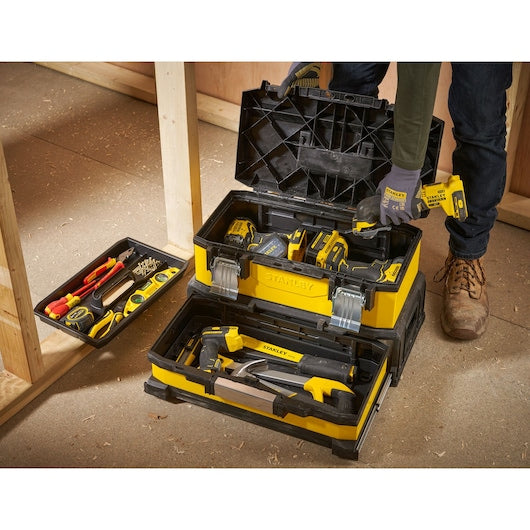 Caixa de ferramentas Stanley (1-95-829) de 20 polegadas em metal galvanizado e plástico com gaveta.