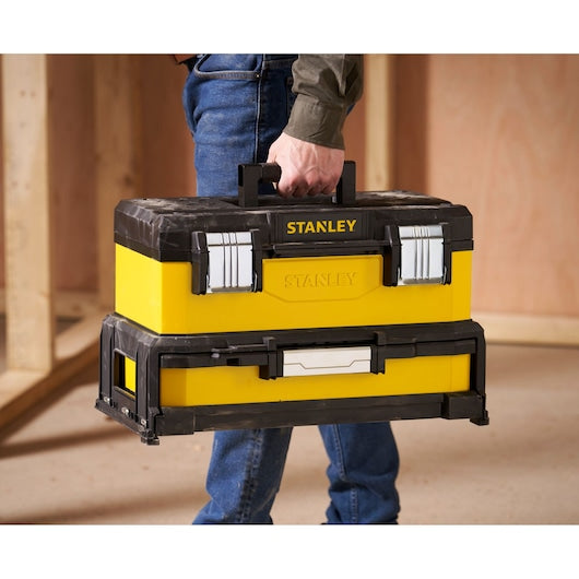Caixa de ferramentas Stanley (1-95-829) de 20 polegadas em metal galvanizado e plástico com gaveta.
