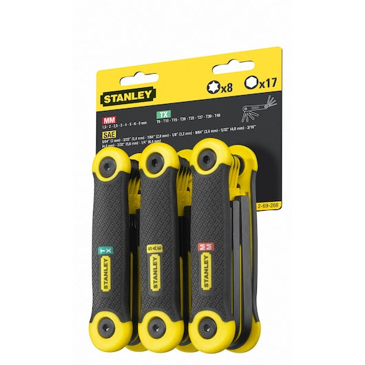 Conjunto de chaves hexagonais dobráveis ​​TORX métricas/SAE Stanley (2-69-268) (25 peças)