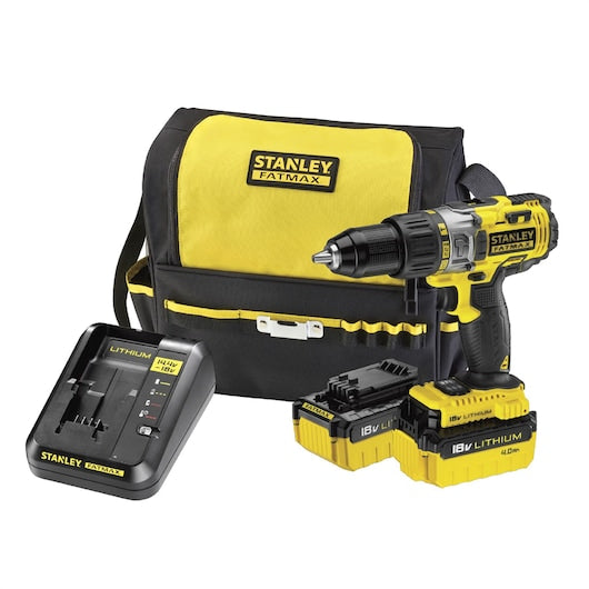 Furadeira/Parafusadeira de Impacto Stanley (FMC625M2S-QW) FATMAX® 18V Li-Ion com 2 baterias de 4,0Ah em Bolsa Macia