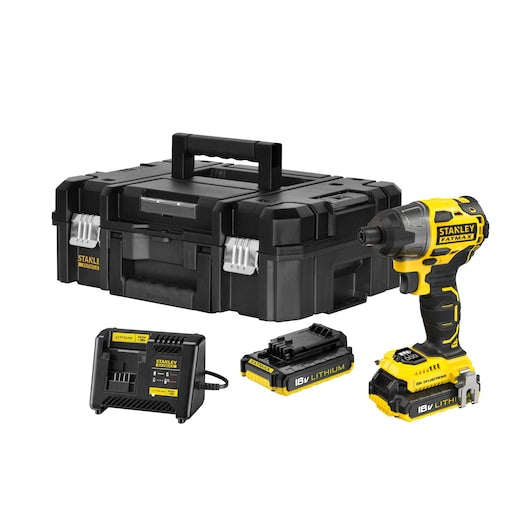 Furadeira/Parafusadeira de Impacto Stanley (FMC647D2T-QW) FATMAX® 18V 2.0Ah sem Escovas com Carregador de 2A em TSTAK