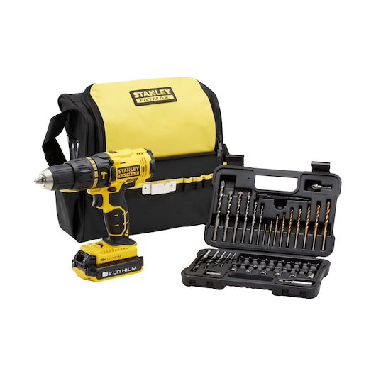 Kit de furadeira de impacto Stanley (FMCK626D2SA-QW) FATMAX® 18V + conjunto de 50 acessórios.