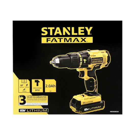 Kit de furadeira de impacto Stanley (FMCK626D2SA-QW) FATMAX® 18V + conjunto de 50 acessórios.