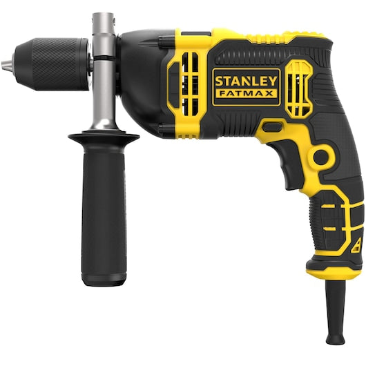Furadeira de impacto Stanley (FMEH750K-QS) 750W com engrenagem única e estojo de ferramentas.
