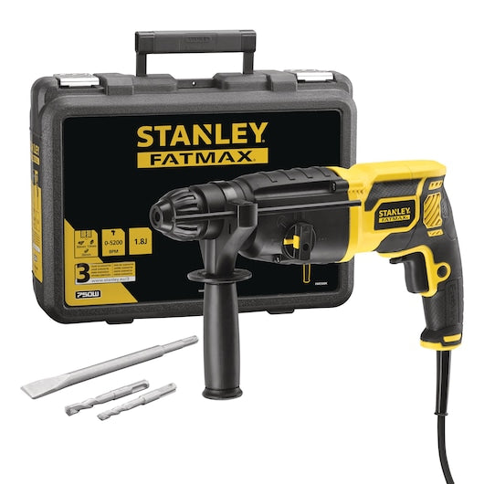 Martelo Perfurador Rotativo Stanley (KFFMED500K-QS) KFF SDS + 1,8J - 750W com 3 Acessórios