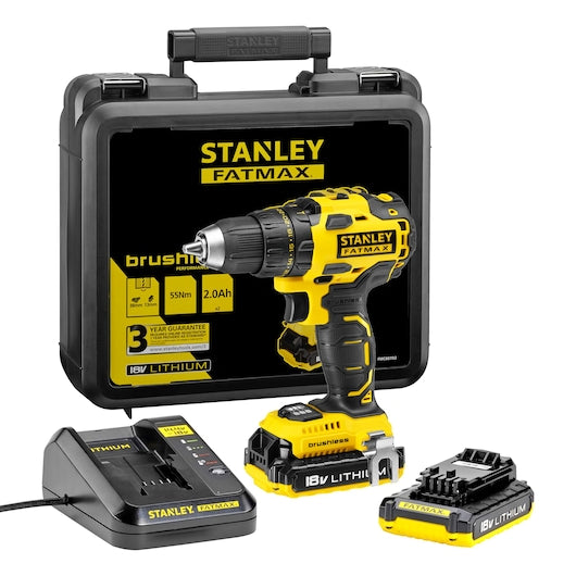 Furadeira/Parafusadeira Stanley (KFMCD607D2K-QW) FATMAX® 18V 2.0Ah Premium sem Escovas (Exclusiva Kingfisher)
