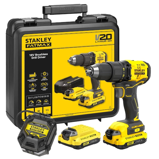 Kit de Furadeira/Parafusadeira Stanley (SFMCD710C2K-QW) 18V V20 sem Escovas - 1,5Ah